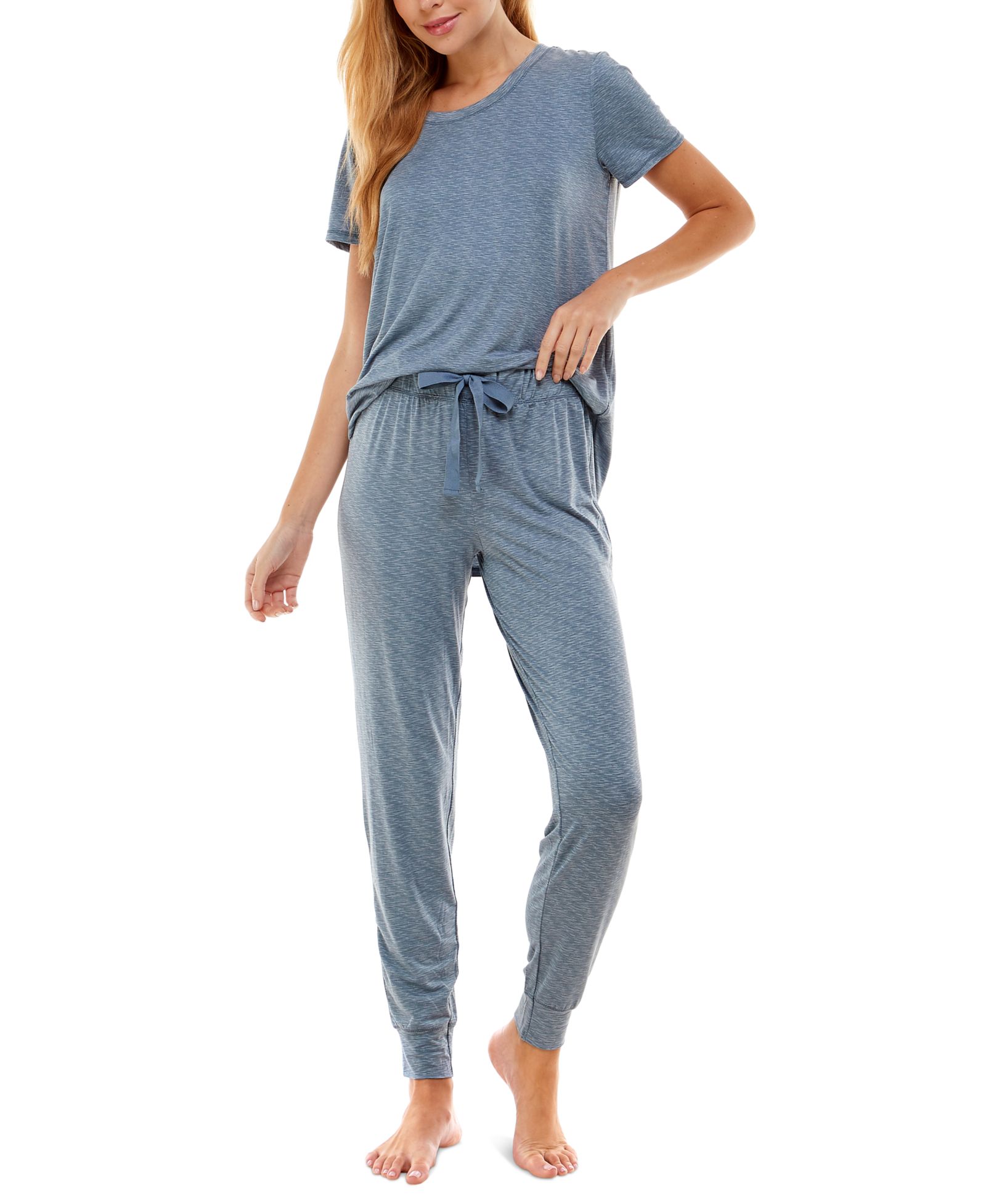 Roudelain Printed Short Sleeve Top & Jogger Pajama Set