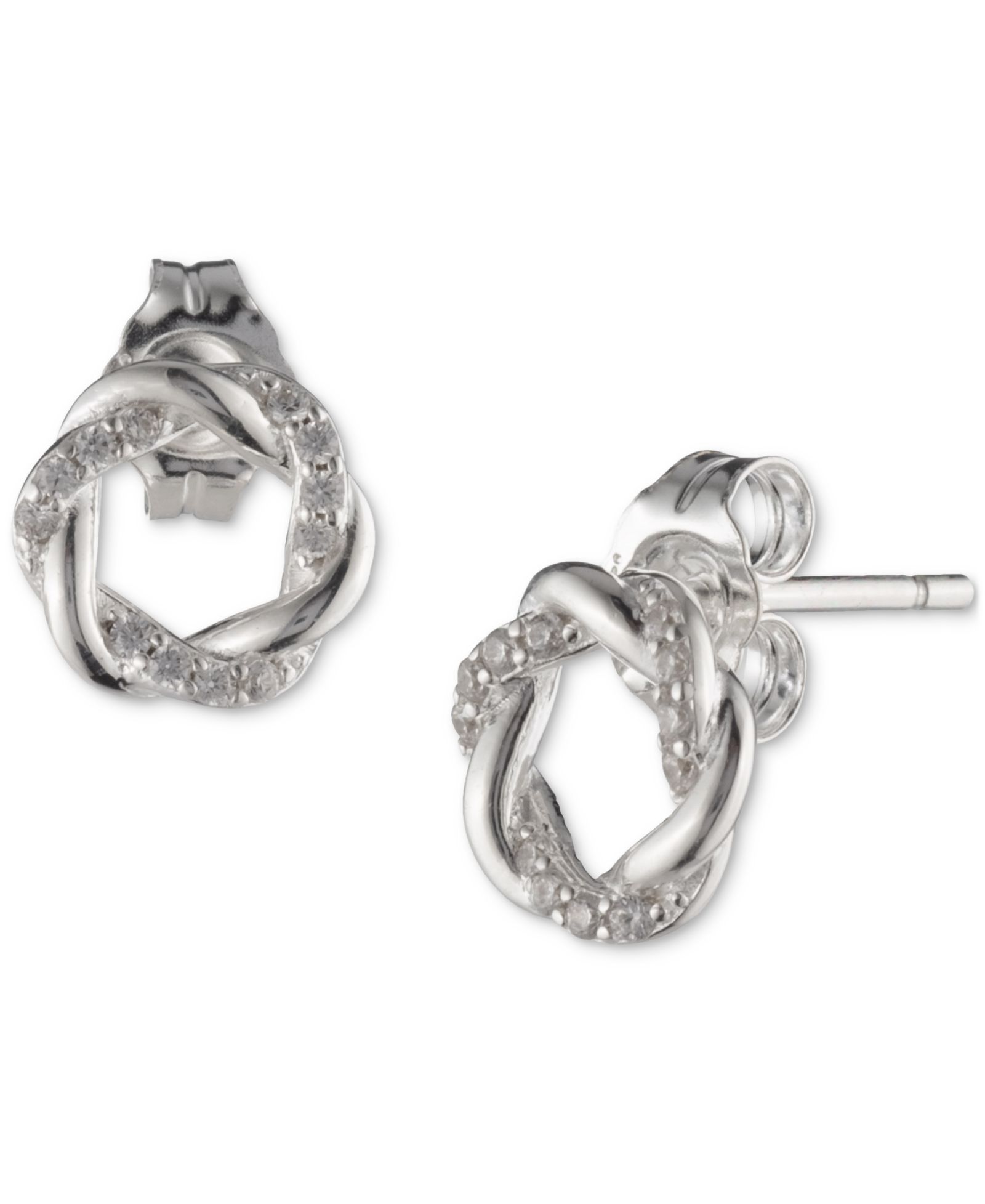 Lauren Ralph Lauren Sterling Silver Pavé Open Knot Stud Earrings