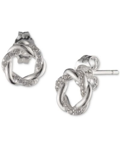 Lauren Ralph Lauren серьги-гвоздики из стерлингового серебра Pavé Open Knot