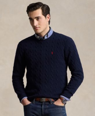 Polo Ralph Lauren мужской шерстяной кашемировый свитер с кабельной вязкой