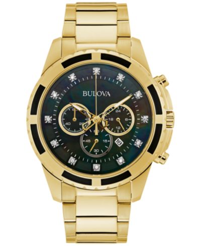 Мужские часы Bulova Chronograph Diamond Gold-Tone Stainless Steel Bracelet 44mm
