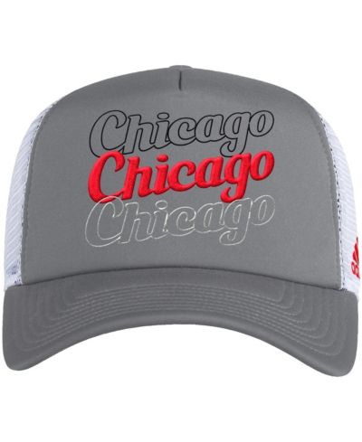 Женская кепка adidas Gray, White Chicago Blackhawks Foam Trucker Snapback