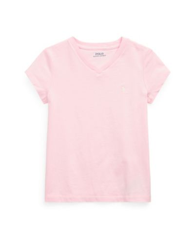 Детская футболка Polo Ralph Lauren Toddler and Little Girls Short Sleeve Cotton Jersey V-Neck