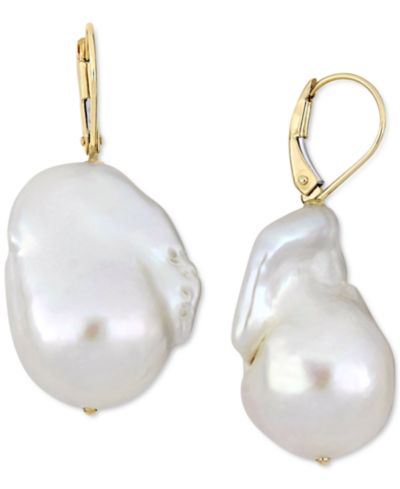 Серьги-подвески с барочными жемчужинами из пресной воды в 14k Gold
