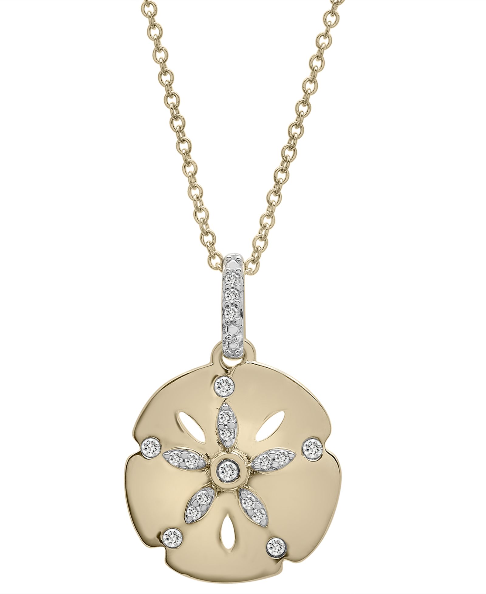 Подвеска-кулон Wrapped™ Diamond Starfish Sand Dollar в 14k Gold-Plated Sterling Silver, 16" + 2" extender