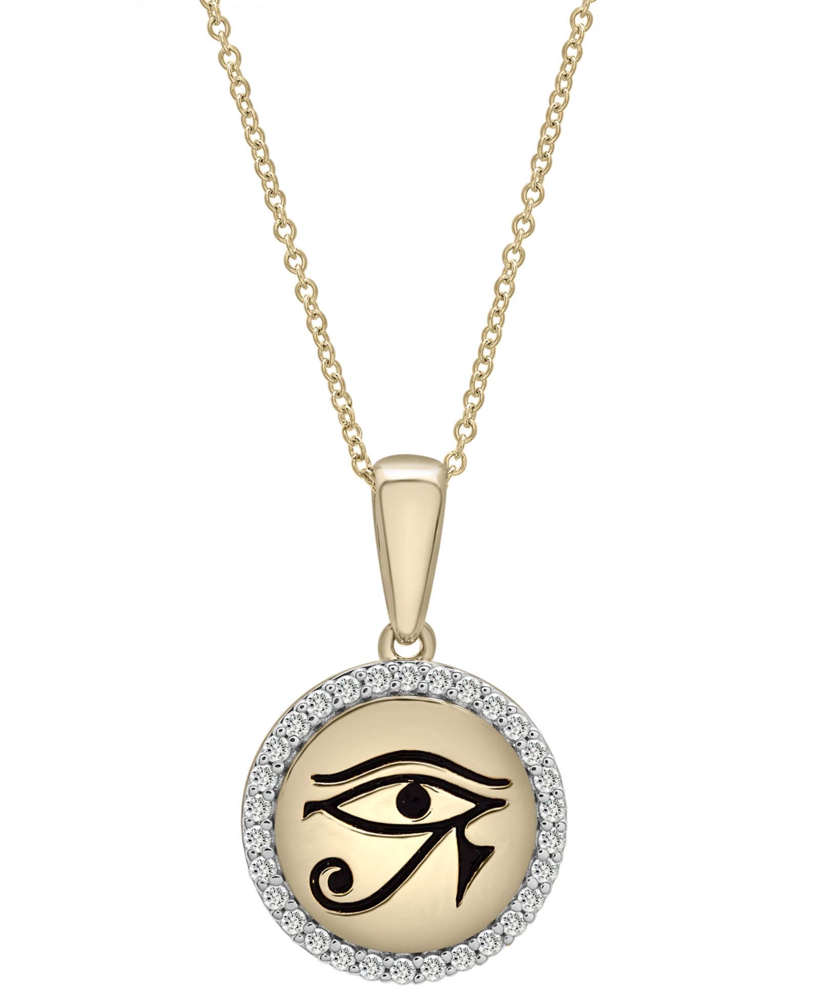 Подвеска-медальон Diamond Eye of Horus в позолоченном стерлинговом серебре 14k Gold, 16" + 2" удлинитель