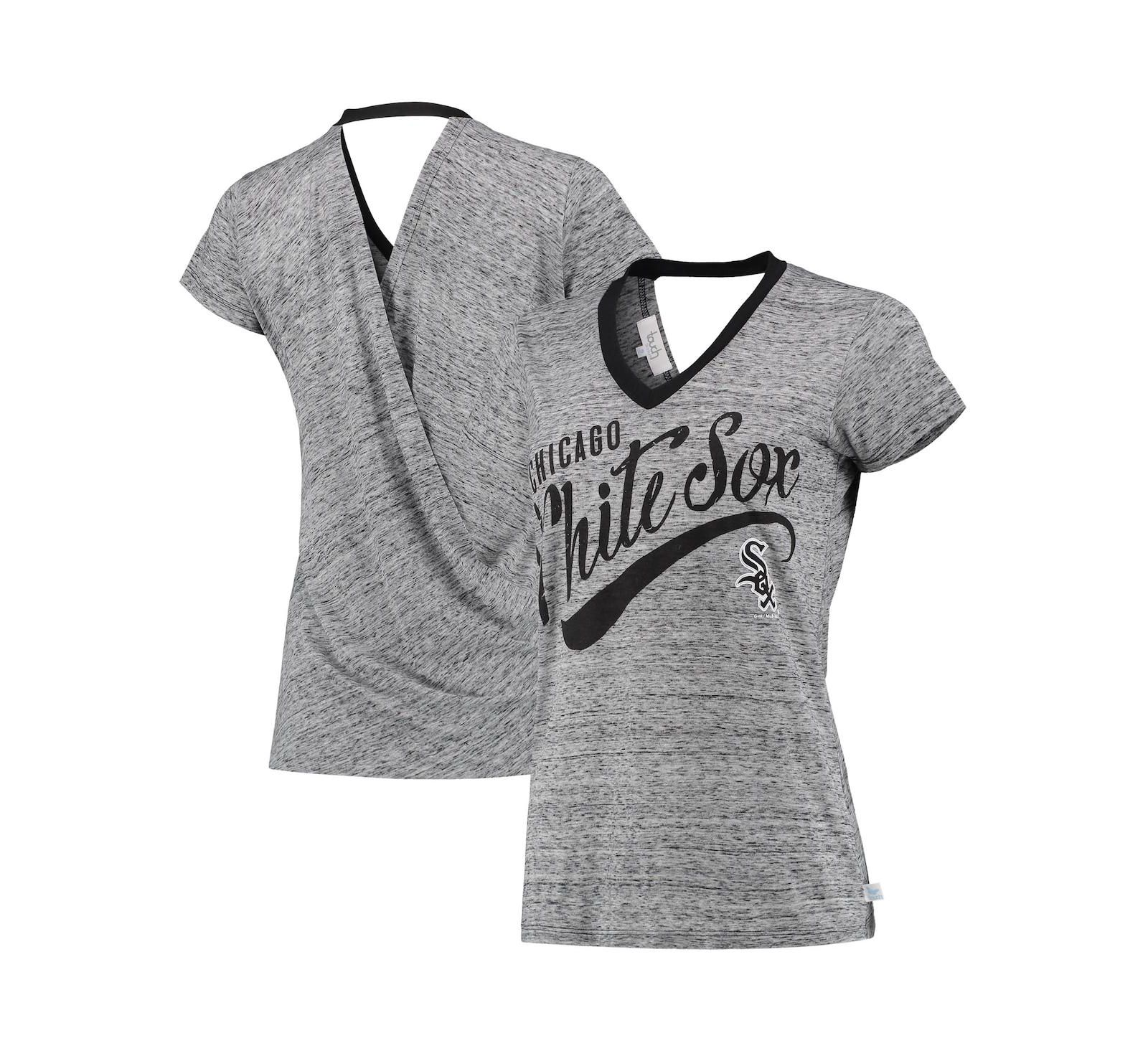 Women's Touch Black Chicago White Sox Hail Mary V-Neck Back Wrap T-shirt