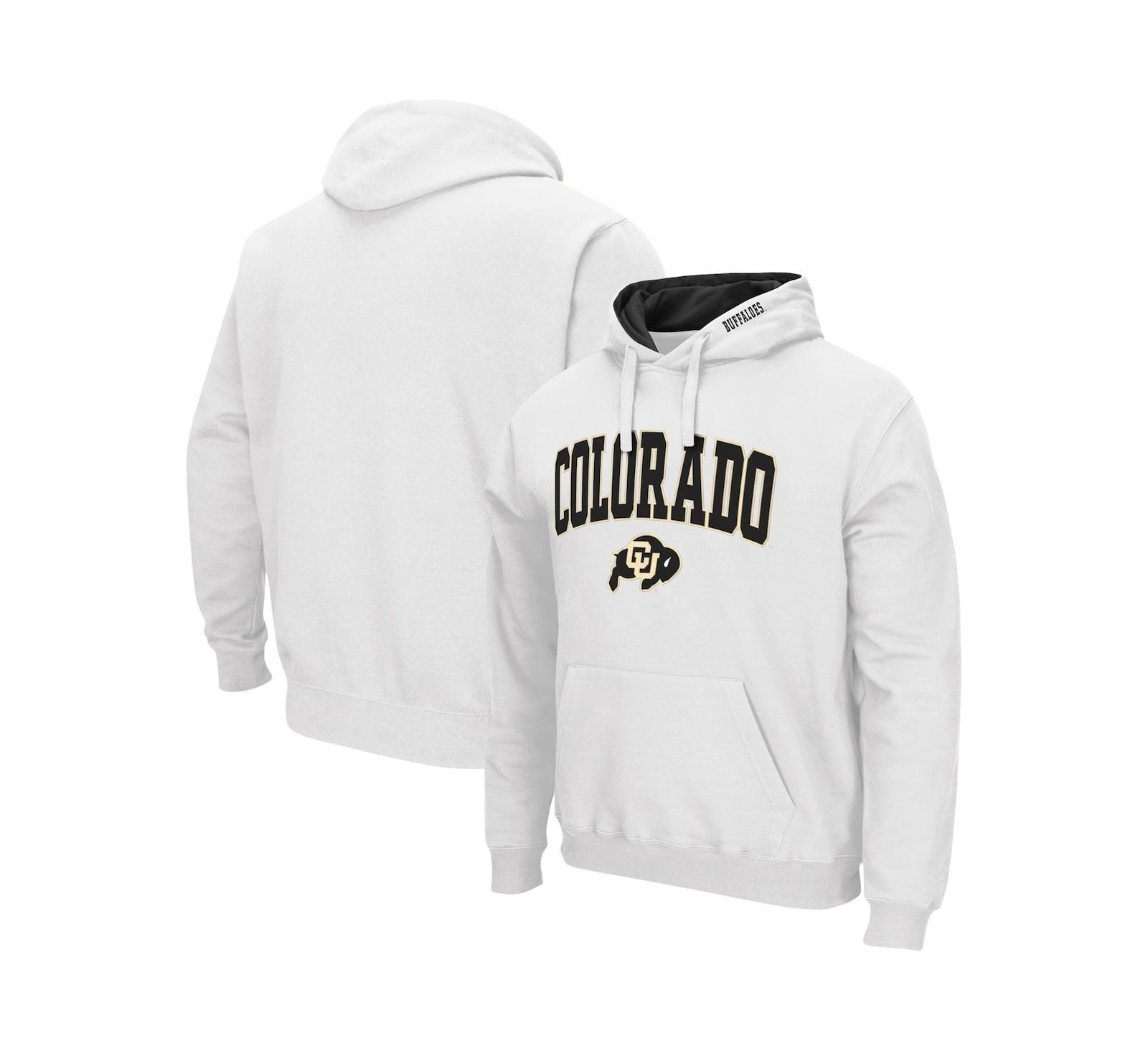Men's Colosseum White Colorado Buffaloes Arch and Logo 3.0 Pullover Hoodie