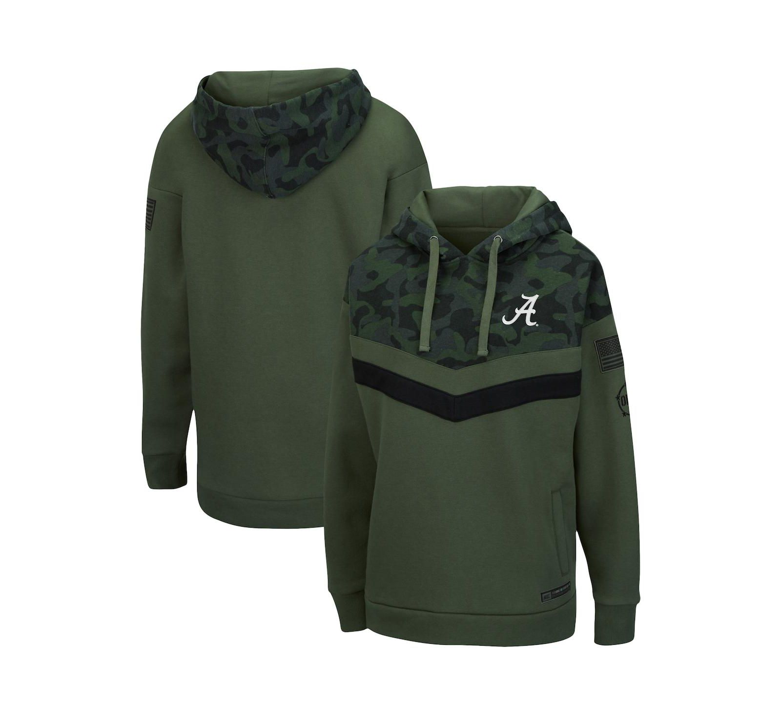 Женское худи Colosseum Olive, Camo Alabama Crimson Tide OHT Military-Inspired Appreciation Extraction Chevron Pullover