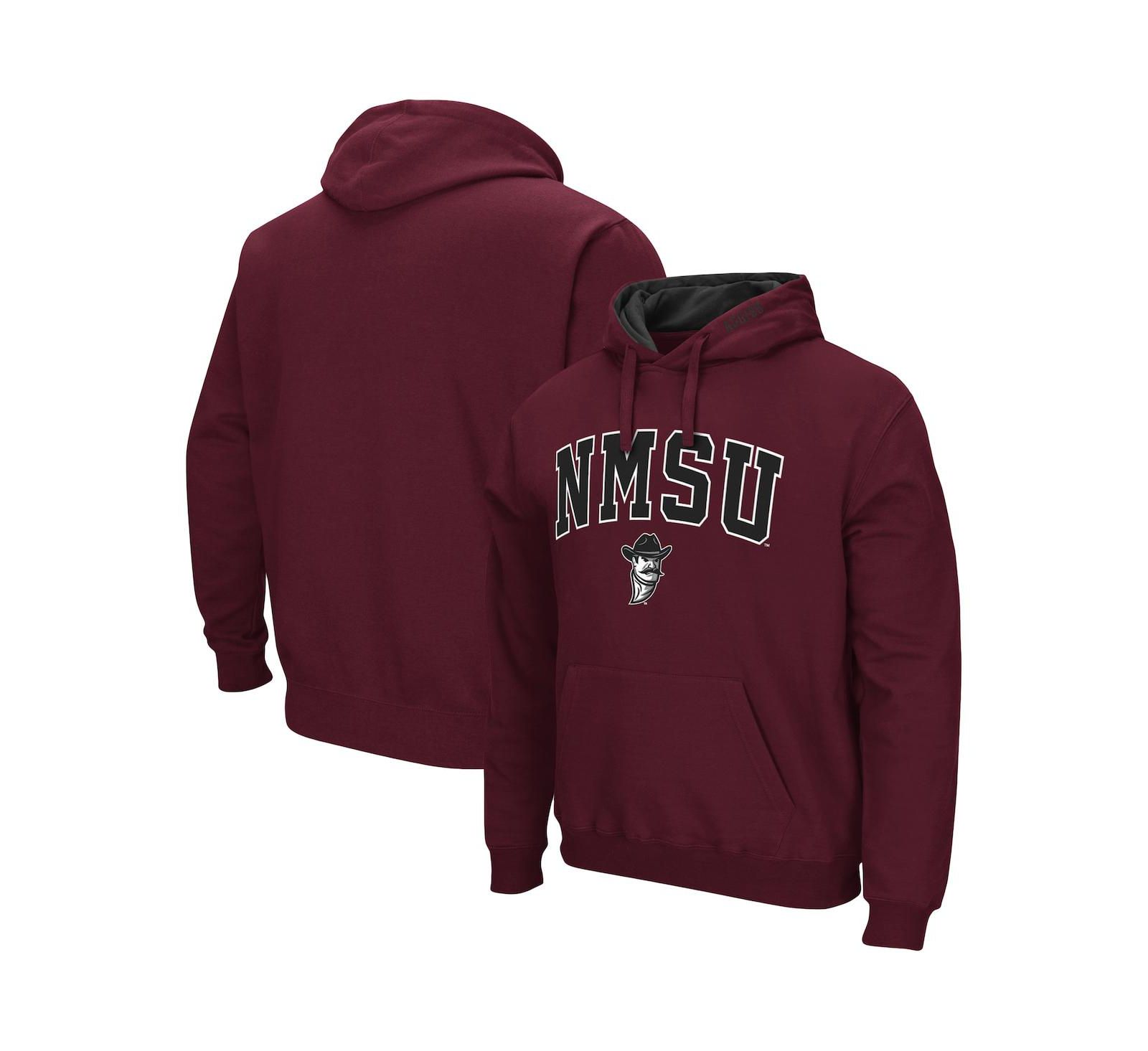 Men's Colosseum Crimson New Mexico State Aggies Arch and Logo Pullover Hoodie