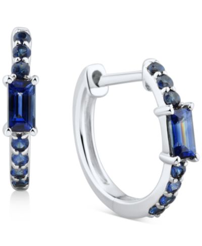 Macy's серьги-кольца с сапфиром (1/2 ct. t.w.), 14k белое золото, 0.43"