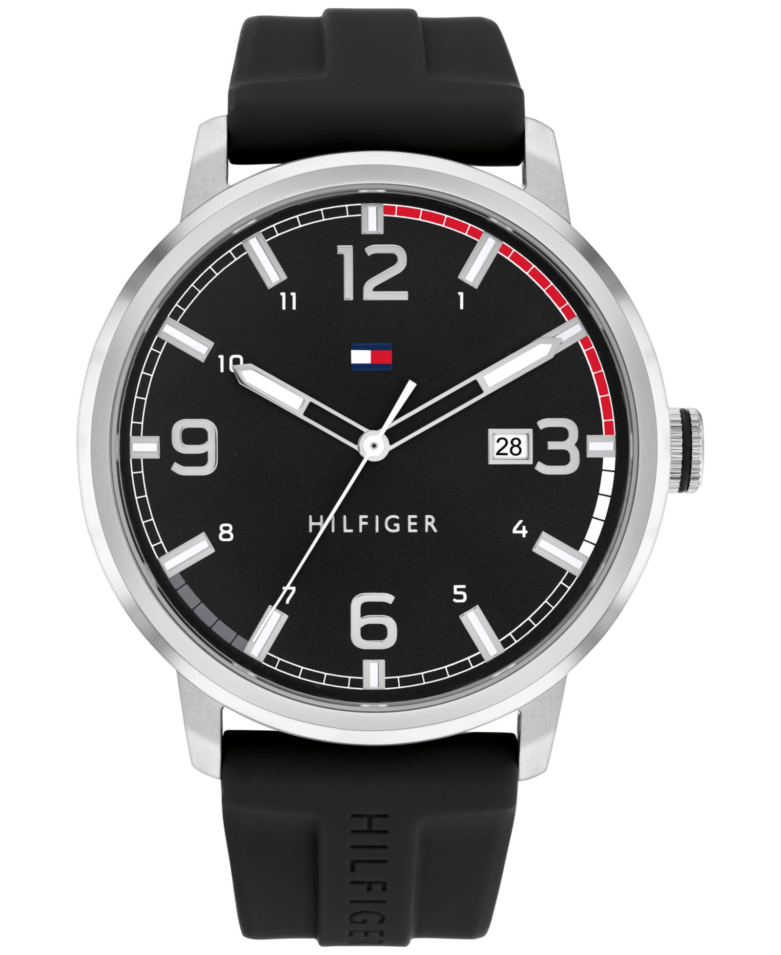 Tommy Hilfiger Men's Black Silicone Strap Watch 46mm, Created for Macy's