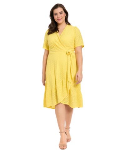 London Times Женское платье с запахом и отделкой из ажурной ткани, Plus Size