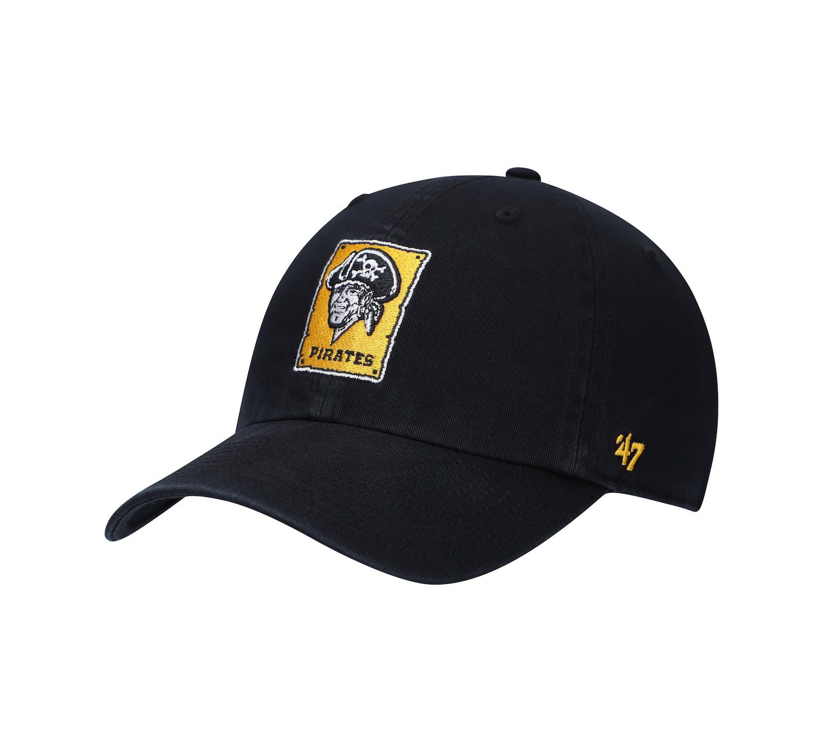 Men's '47 Black Pittsburgh Pirates Logo Cooperstown Collection Clean Up Adjustable Hat