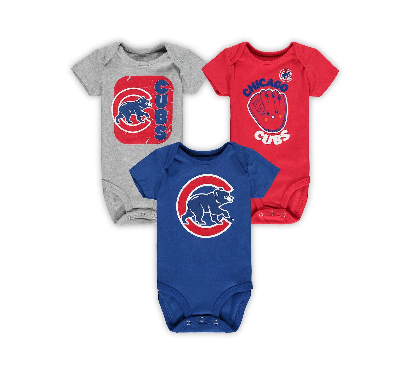 Сет боди из 3 штук для младенцев Royal, Red, Heathered Gray Chicago Cubs Change Up