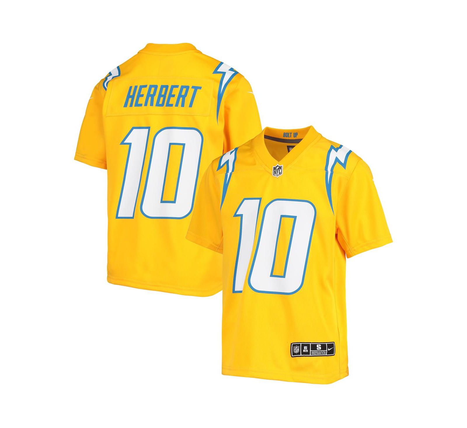 Big Boys Nike Justin Herbert Gold Los Angeles Chargers Inverted Team Game Jersey