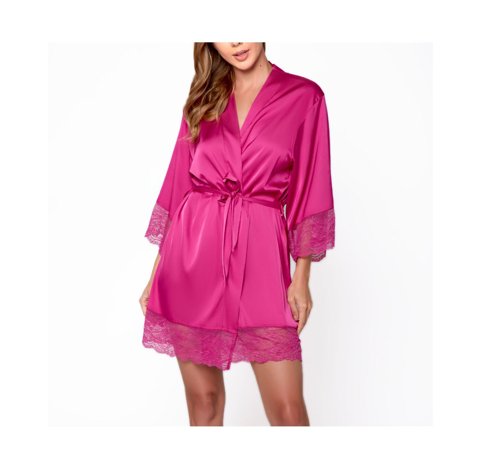 Women's Naomi Silky Satin with Lace Robe