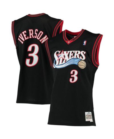 Men's Mitchell & Ness Allen Iverson Black Philadelphia 76ers Big and Tall Hardwood Classics Jersey