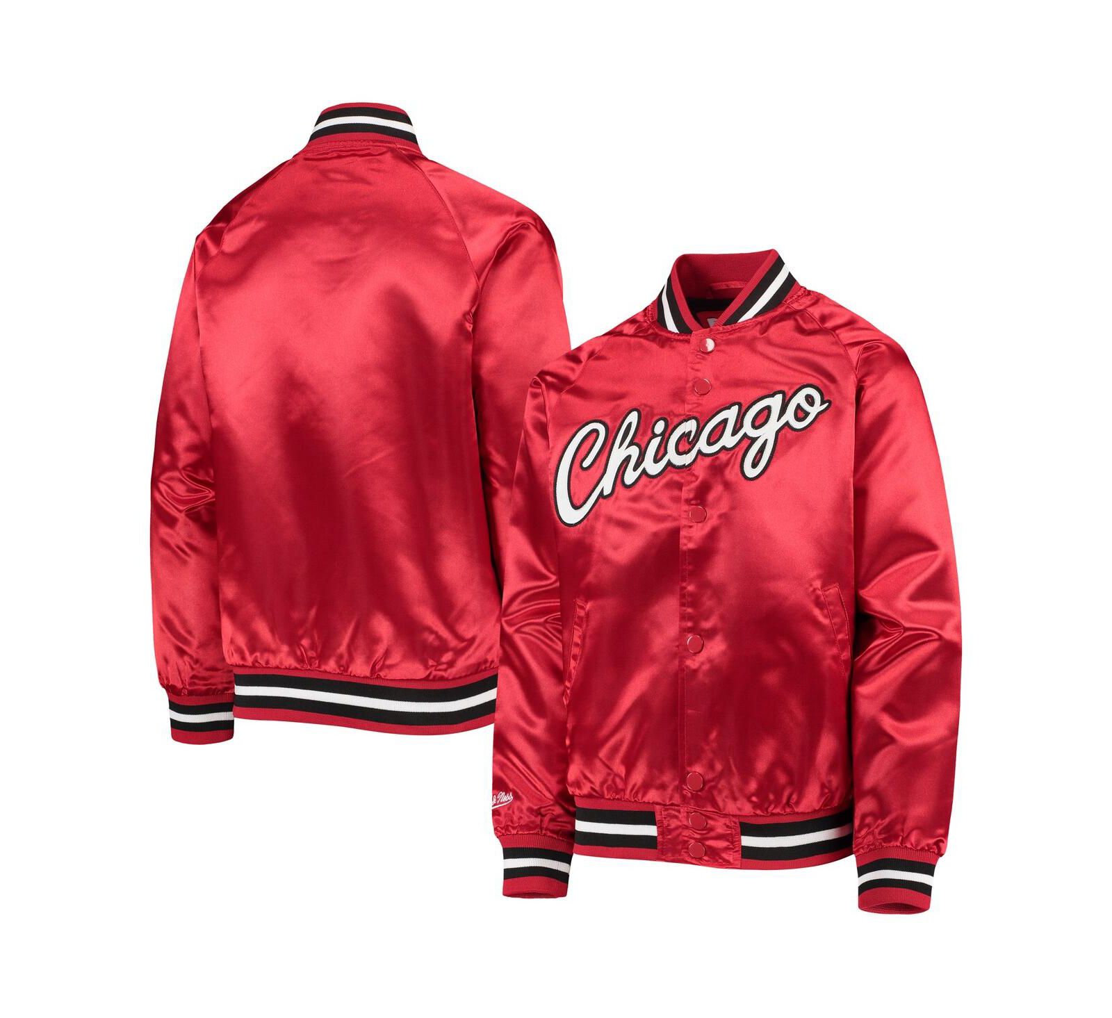 Куртка Mitchell & Ness Red Chicago Bulls Hardwood Classics Satin Raglan Full-Snap для мальчиков и девочек