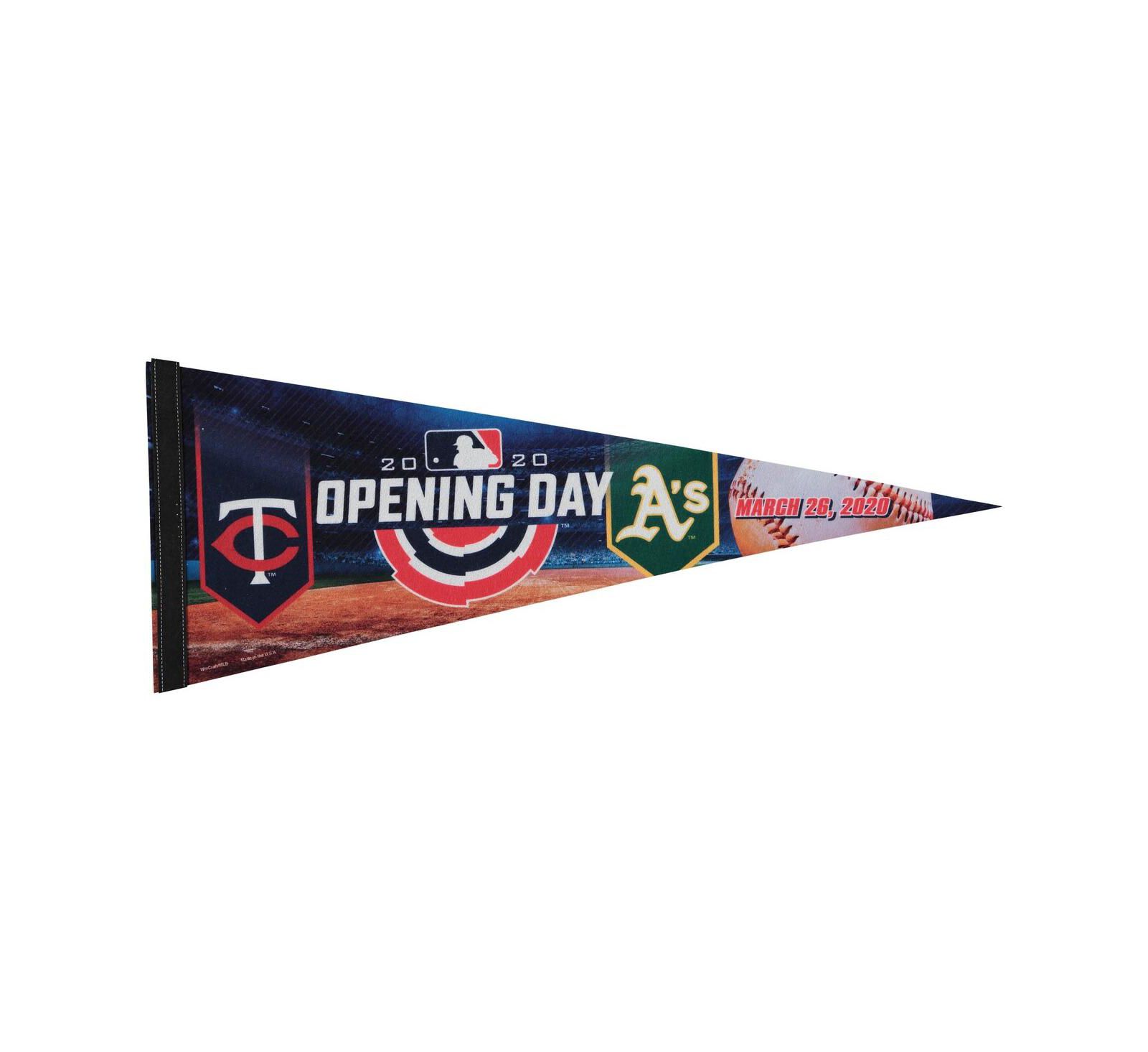 Гирлянда Wincraft Oakland Athletics Vs. Minnesota Twins 12'' x 30'' 2020 Opening Day Pennant