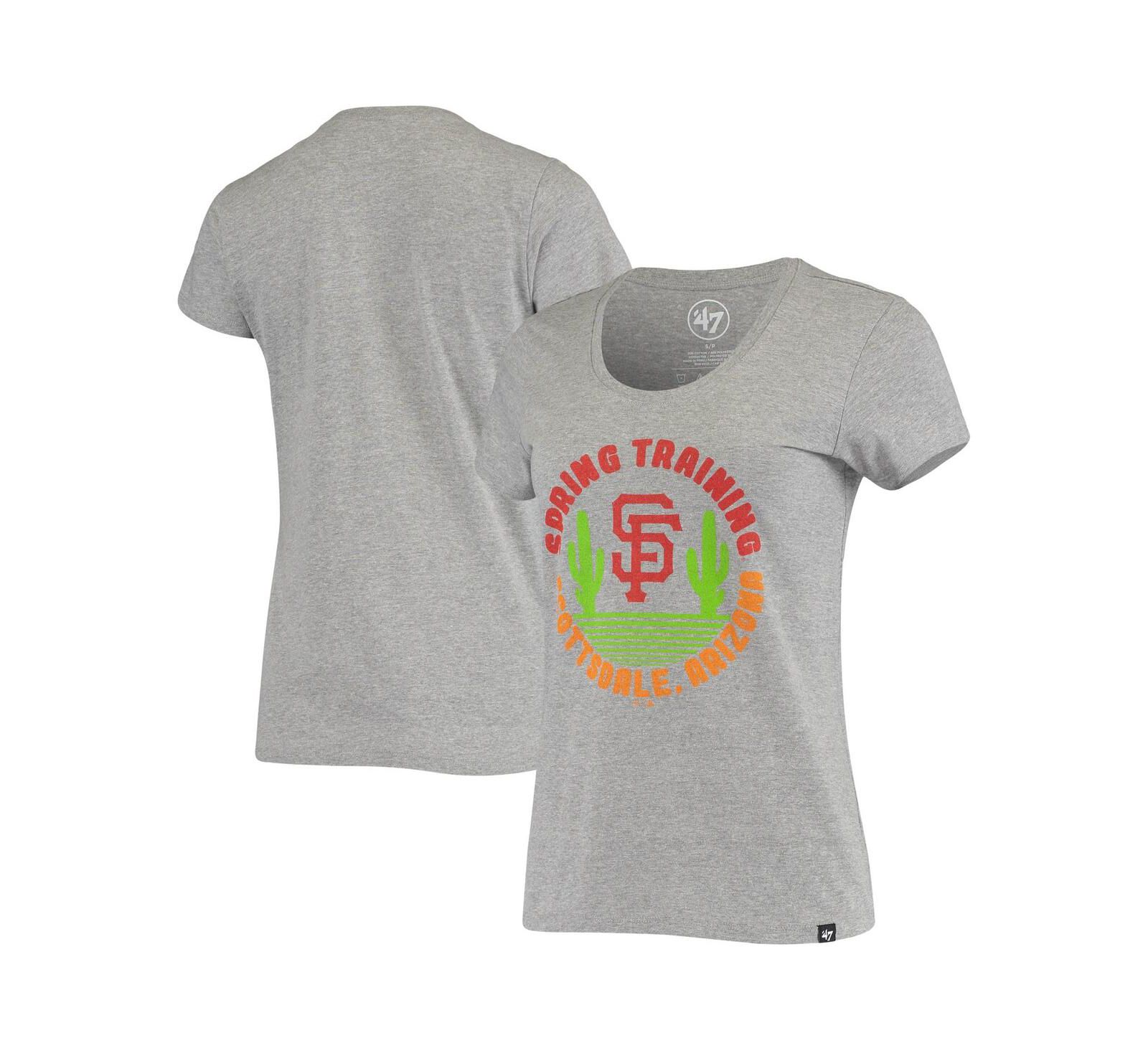 Women's '47 Brand Heathered Gray San Francisco Giants Spring Training Cactus Circle Scoop Neck T-shirt