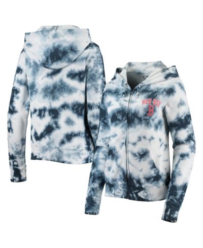 Женское худи New Era Navy Boston Red Sox Tie-Dye Fleece Full-Zip