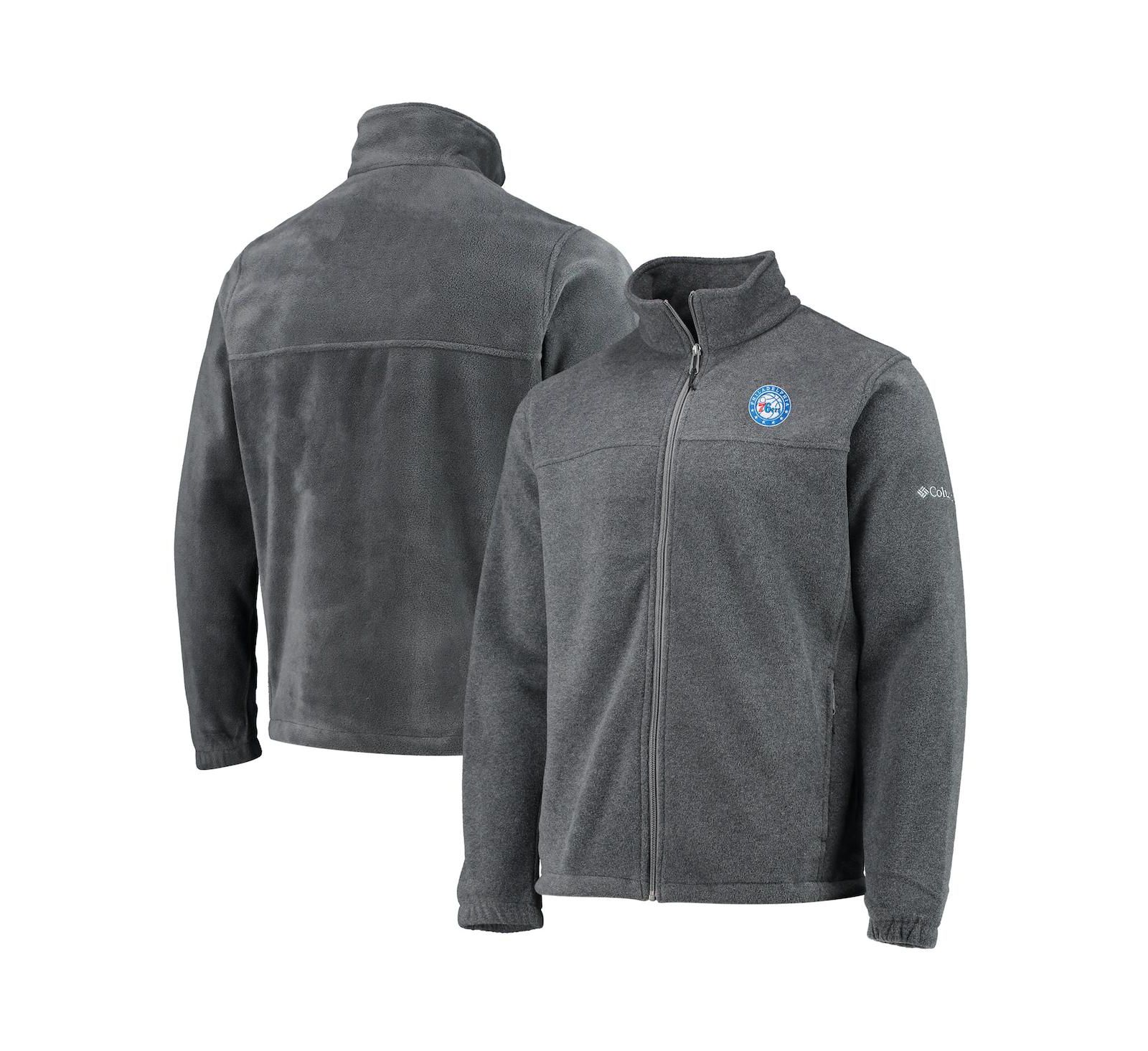 Men's Columbia Philadelphia 76ers Heathered Charcoal Flanker Full-Zip Jacket