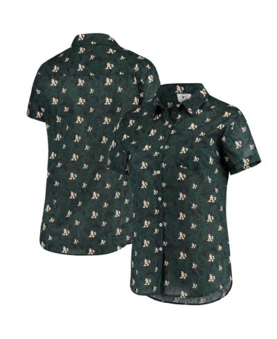 Рубашка Women's FOCO Green Oakland Athletics с цветочным принтом на пуговицах