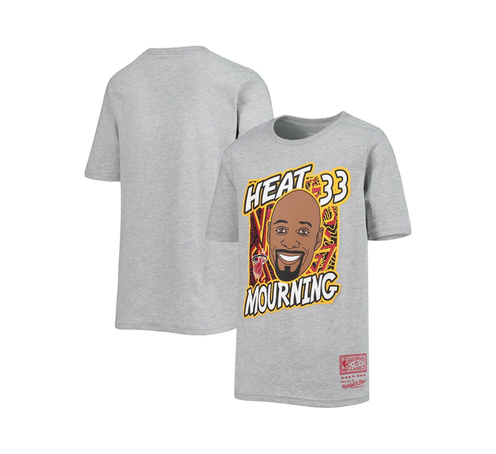 Детская футболка Mitchell & Ness Alonzo Mourning Heathered Gray Miami Heat Hardwood Classics King of the Court Player