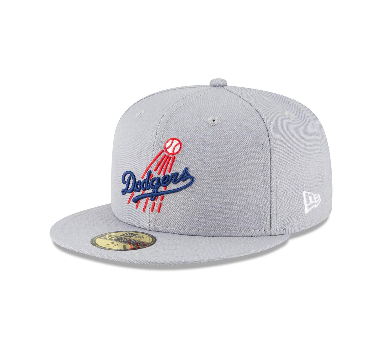 Men's New Era Gray Los Angeles Dodgers Cooperstown Collection Logo 59Fifty Fitted Hat
