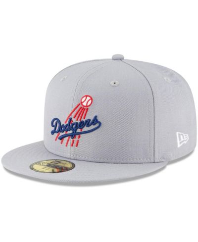 Мужская кепка New Era Gray Los Angeles Dodgers Cooperstown Collection Logo 59Fifty Fitted Hat