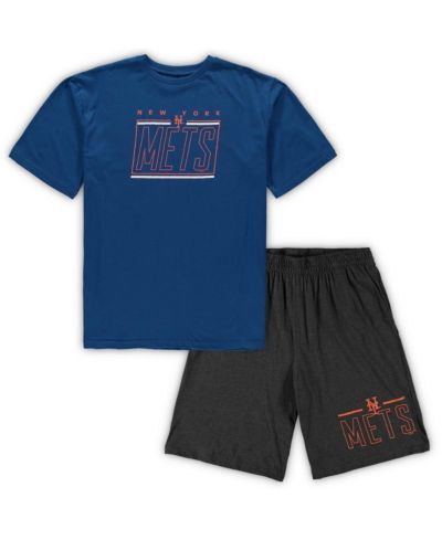 Мужской комплект из футболки и шорт Concepts Sport Royal, Heathered Charcoal New York Mets Big and Tall