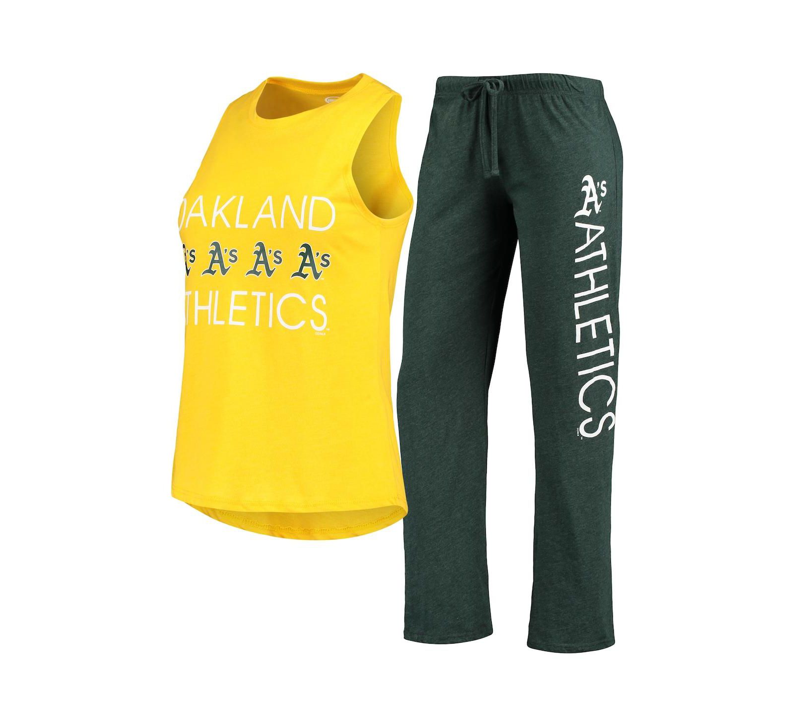 Женский комплект для сна Concepts Sport: майка и брюки Oakland Athletics Green, Gold