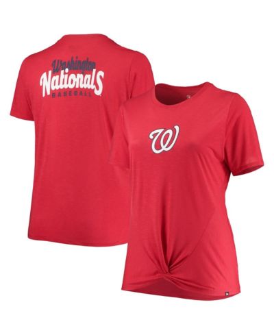 Женская футболка New Era Red Washington Nationals Plus Size 2-Hit Front Knot