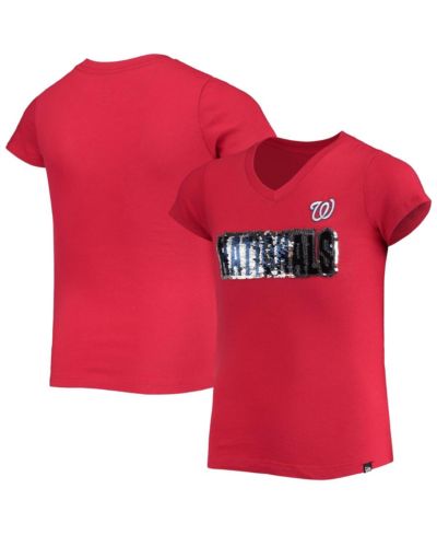Детская футболка New Era Washington Nationals с пайетками, красная
