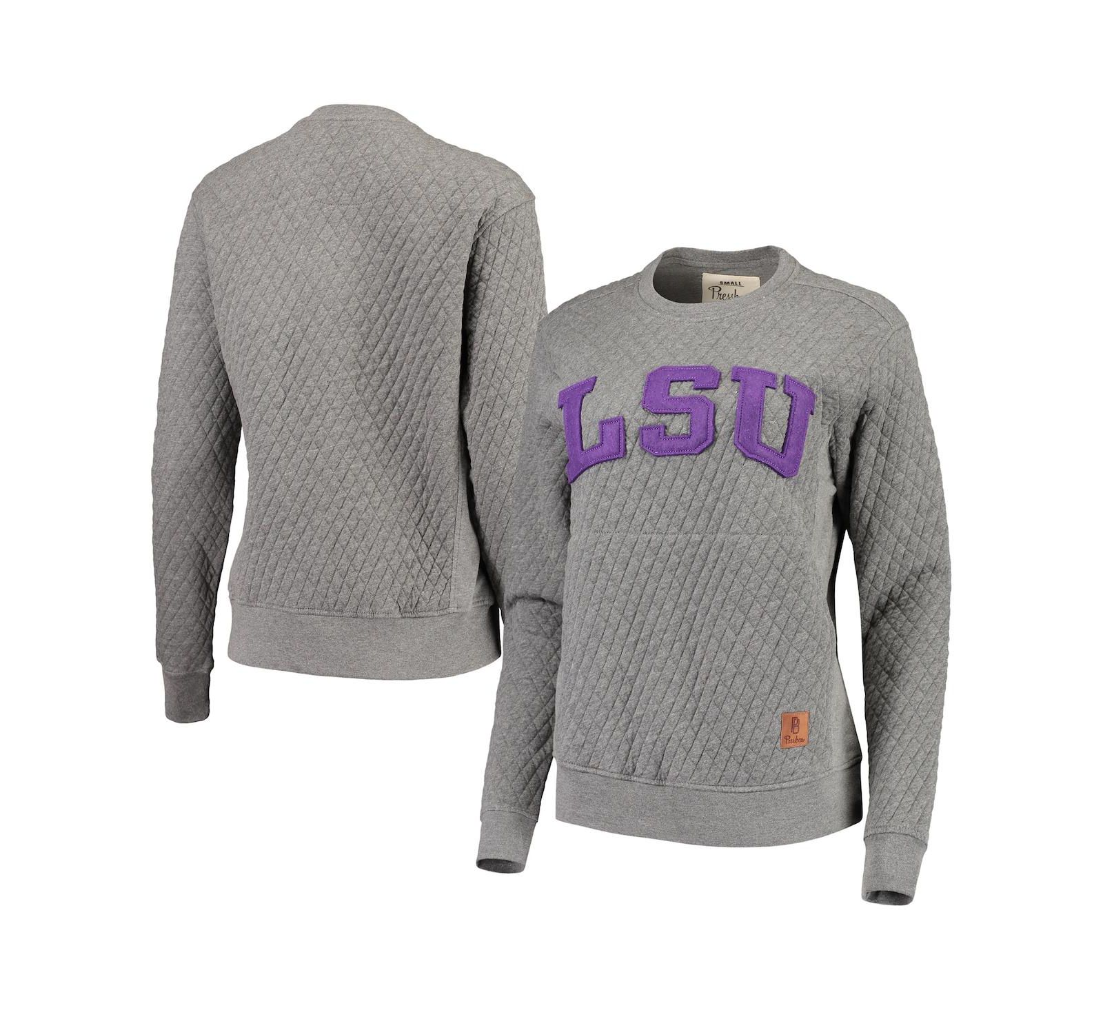 Женское серое свитшот Pressbox Heathered Gray LSU Tigers Moose Applique Quilted Crewneck