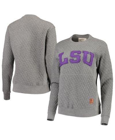 Женское серое свитшот Pressbox Heathered Gray LSU Tigers Moose Applique Quilted Crewneck