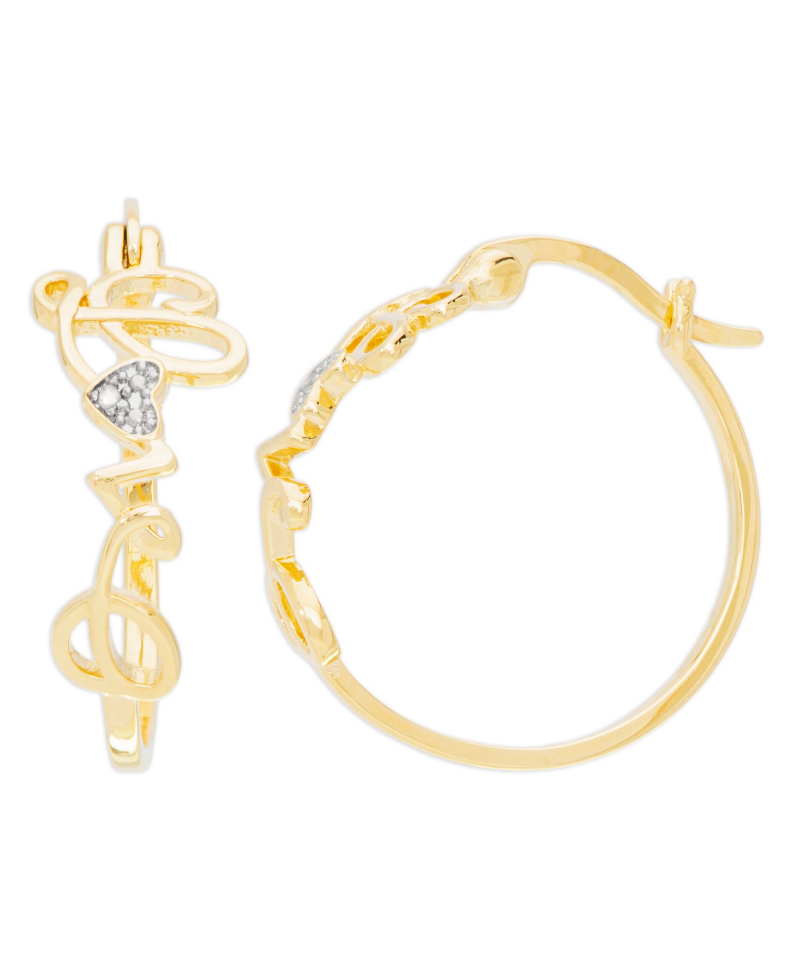 Серьги-кольца с бриллиантовым акцентом 14K Gold Plate