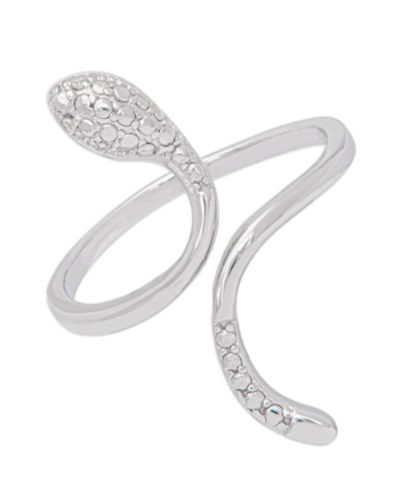 Diamond Accent Snake Ring in Fine Silver Plate