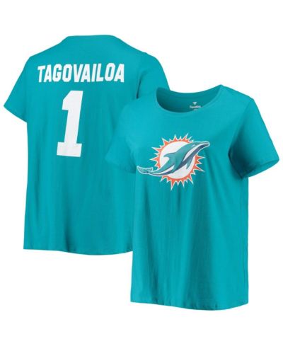 Женская футболка Fanatics Tua Tagovailoa Aqua Miami Dolphins Plus Size Name and Number