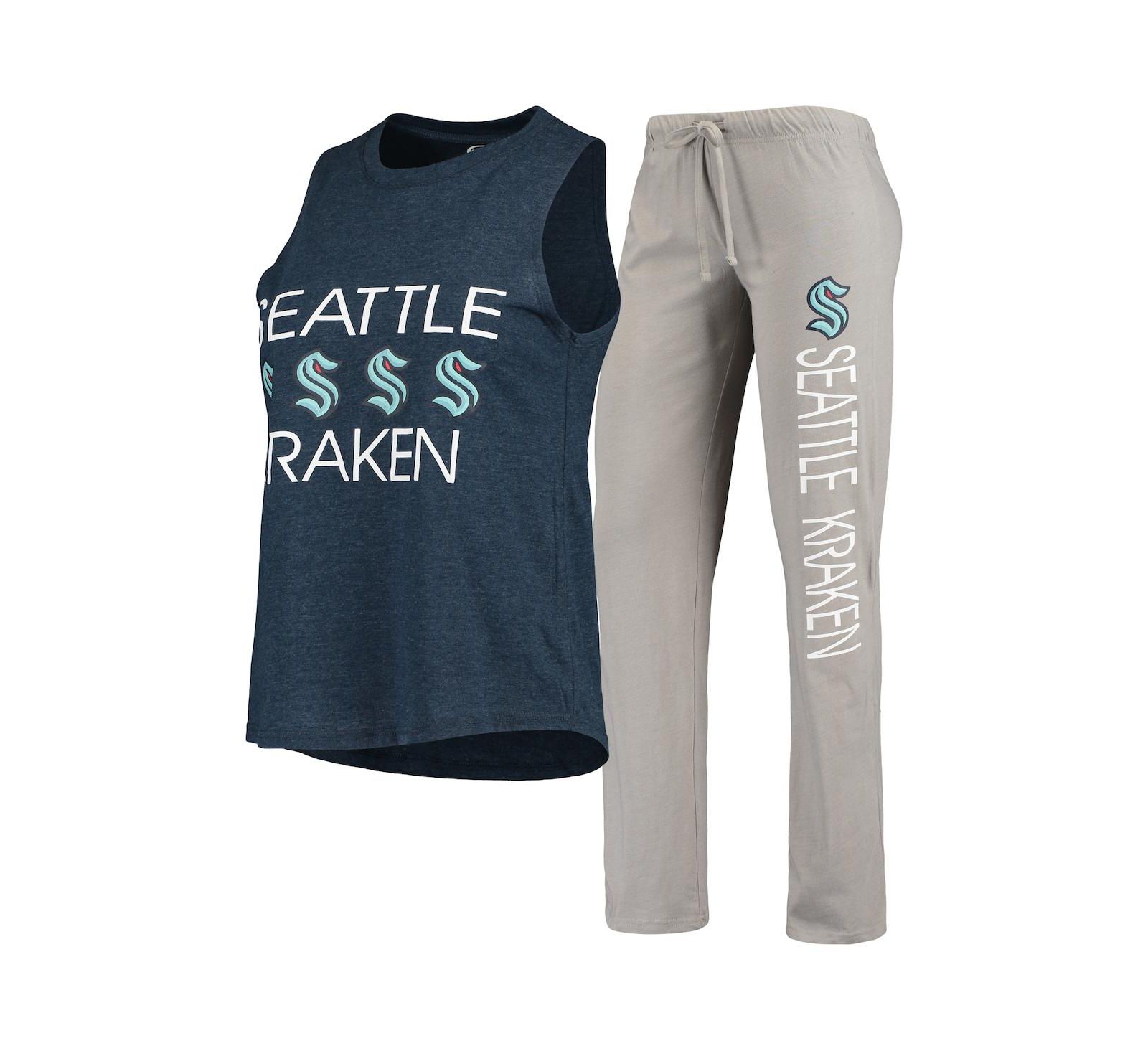 Женский комплект для сна Concepts Sport: топ и брюки Seattle Kraken Deep Sea Blue, Gray