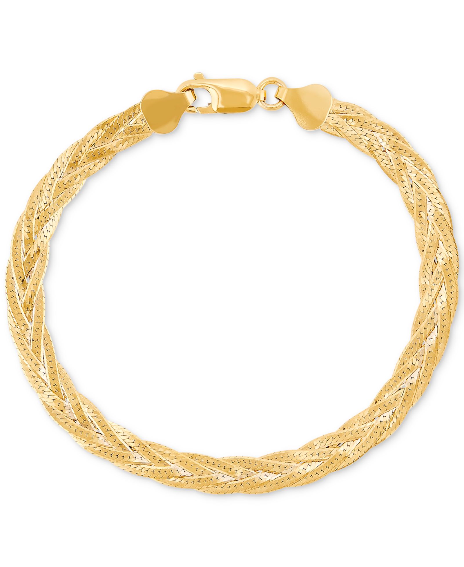 Braided Herringbone Link 7-1/2" Bracelet in 18k Gold-Plated Sterling Silver, Created for Macy's
