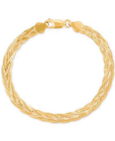 Braided Herringbone Link 7-1/2" Bracelet in 18k Gold-Plated Sterling Silver, Created for Macy's
