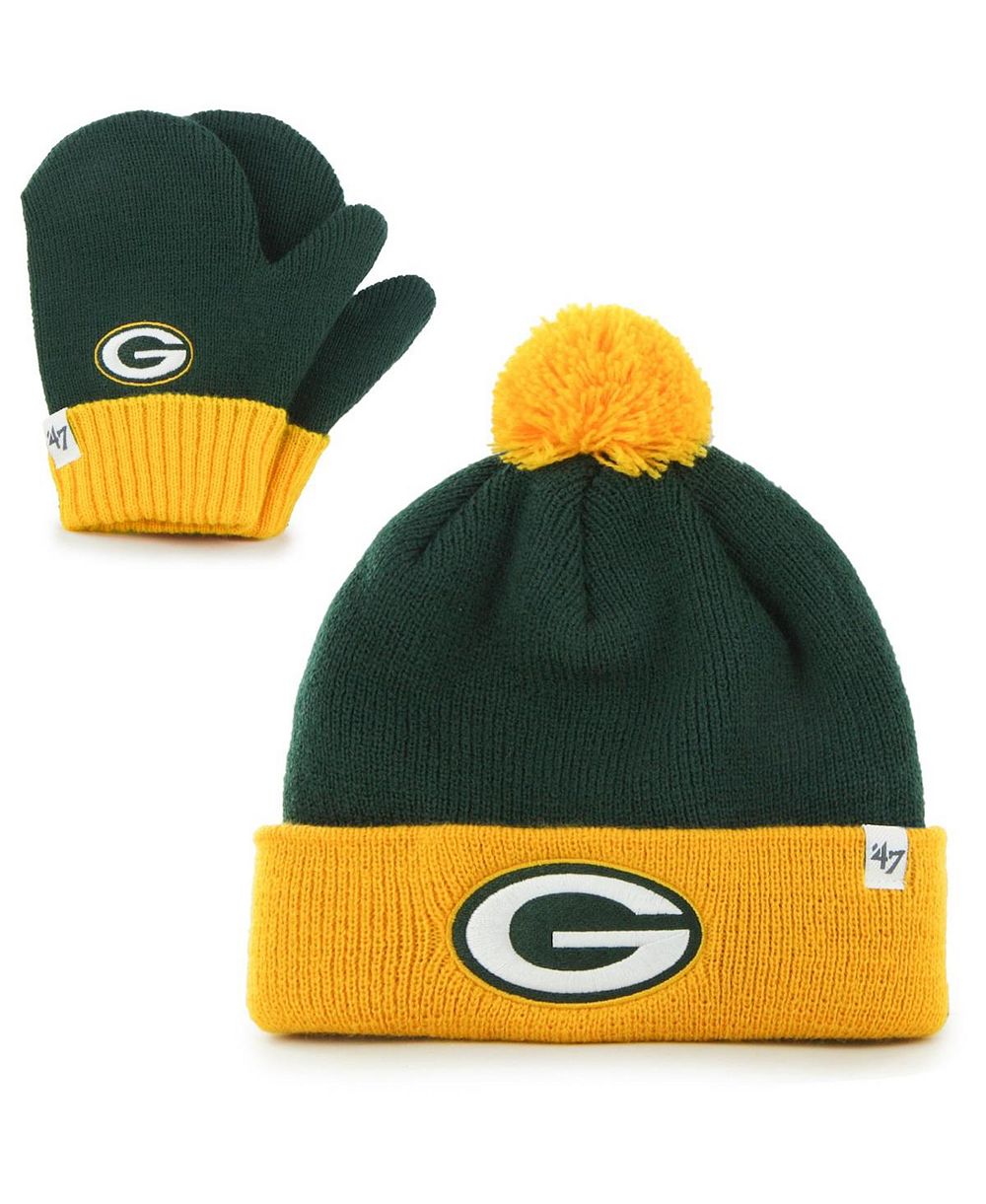 Набор из шапки с помпоном и варежек '47 Green, Gold Green Bay Packers Bam Bam, для младенцев, унисекс