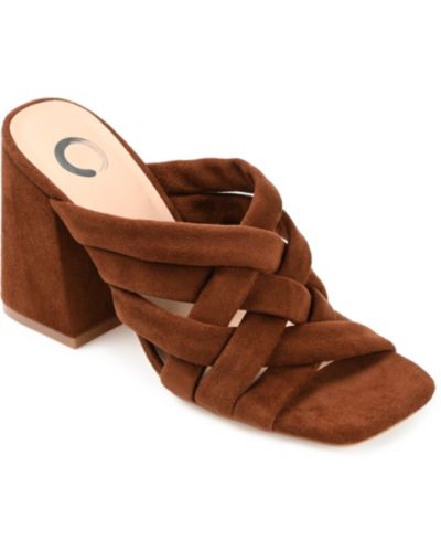 Journee Collection Women's Dorisa Woven Block Heel Sandals