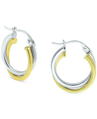 Серьги-кольца Giani Bernini Double Twist из стерлингового серебра и 18k Gold-Plate