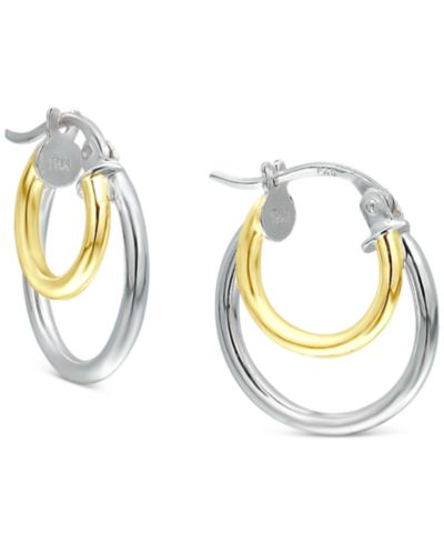 Giani Bernini серьги-кольца Double Hoop из стерлингового серебра и позолоты 18k