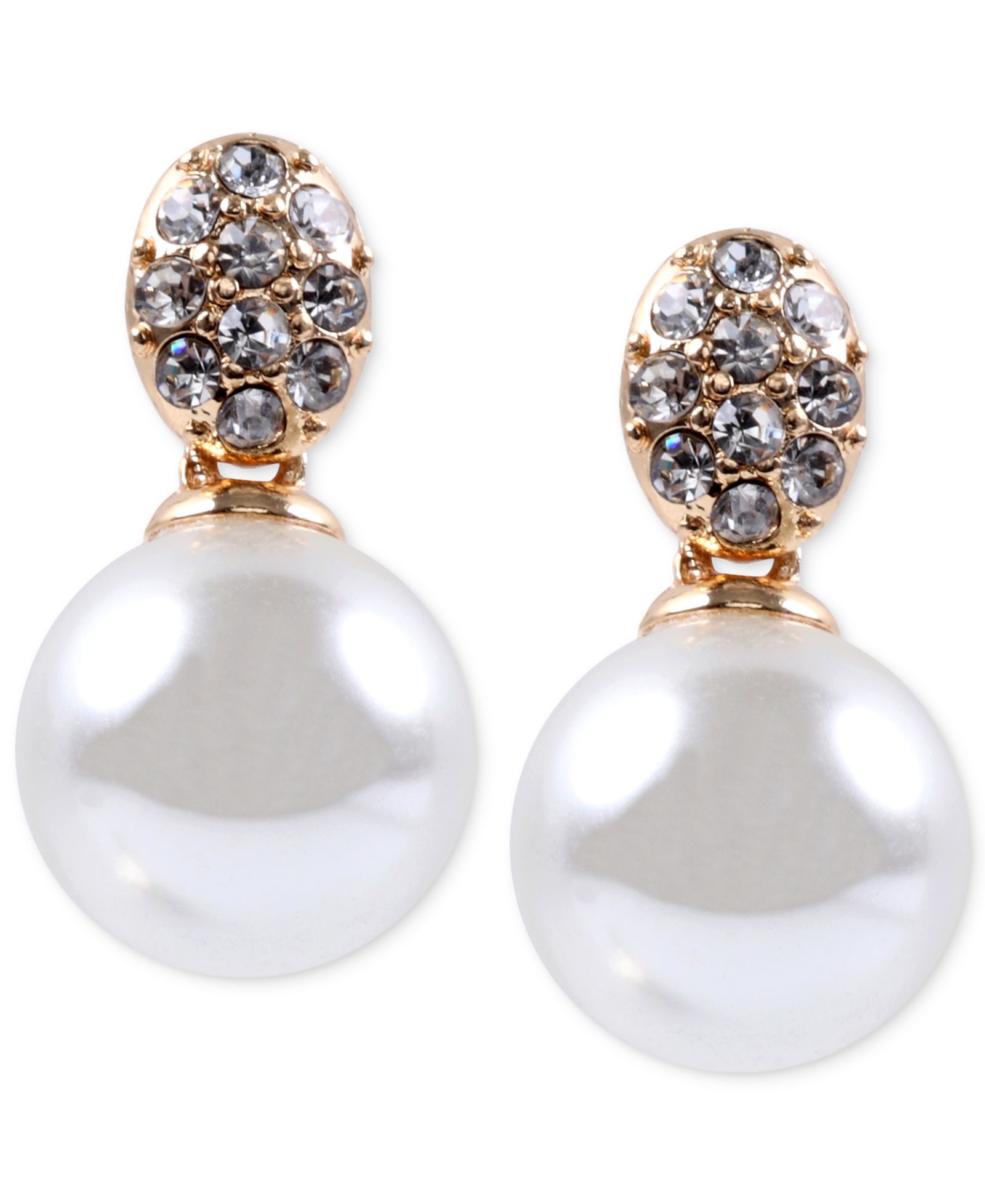 Серьги Anne Klein с золотистым покрытием, кристаллами и жемчугом из стекла