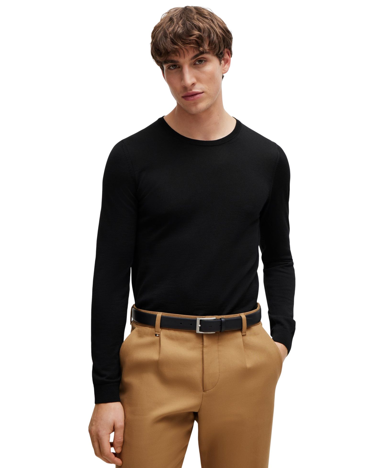Мужской джемпер BOSS by Hugo Boss из шерсти мериноса, приталенный силуэт
