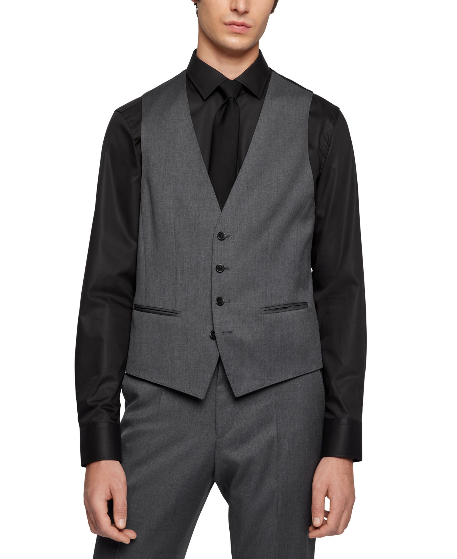Мужские приталенные жилеты BOSS by Hugo Boss из шерсти